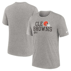 Cleveland Browns Overlap Lockup Tri-Blend T-Shirt - Heather Gray | Nike outlet
