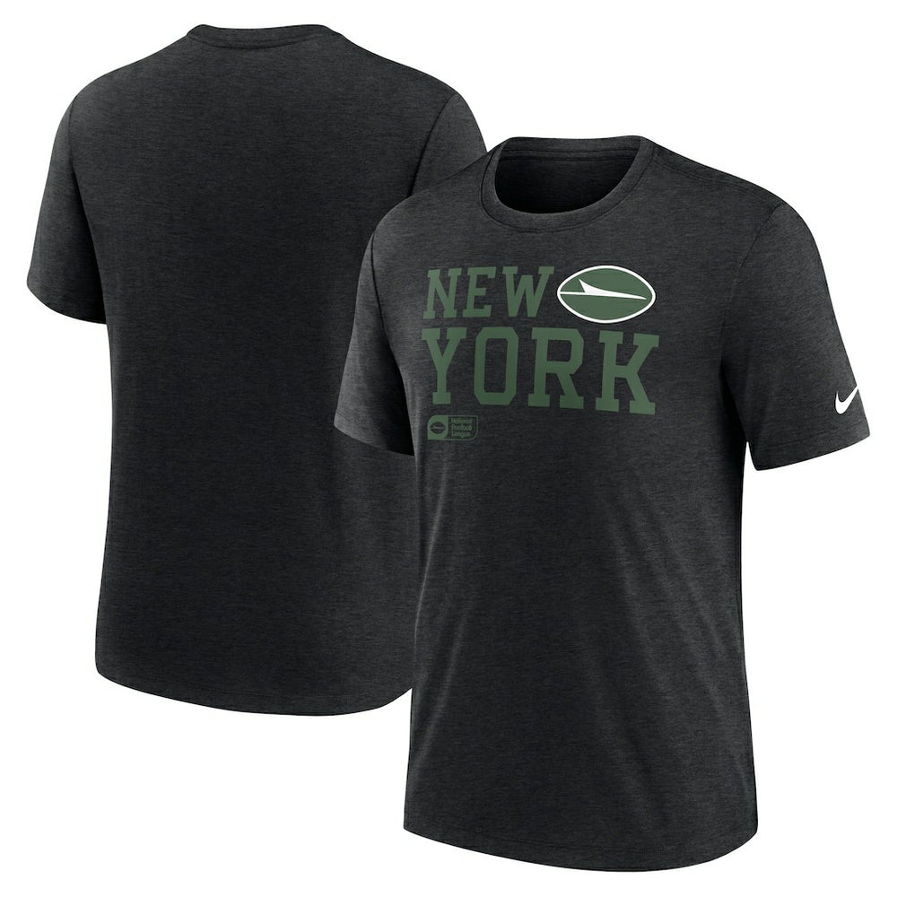 New York Jets Overlap Lockup Tri-Blend T-Shirt - Black | Nike for sale