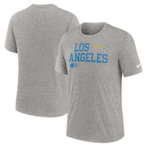 Los Angeles Chargers Overlap Lockup Tri-Blend T-Shirt - Heather Gray | Nike on sale