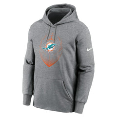 Miami Dolphins Icon Performance Pullover Hoodie - Heather Gray | Nike discount