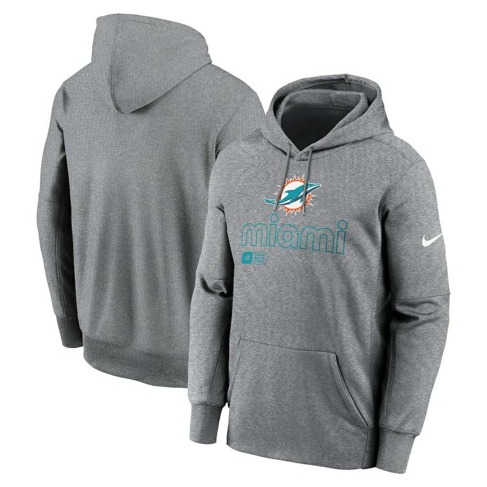 Miami Dolphins Performance Pullover Hoodie - Heather Gray | Nike sale