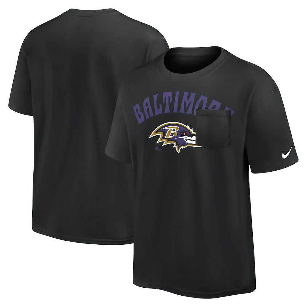 Baltimore Ravens Rewind Heavy Max90 Pocket T-Shirt - Black | Nike on sale