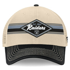 Las Vegas Raiders Diamond Stripe Trucker Adjustable Hat - Natural/Black for sale