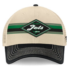 New York Jets Diamond Stripe Trucker Adjustable Hat - Natural/Black outlet