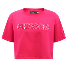 Chicago Cubs Pro Standard Women's Triple Pink Boxy Cropped T-Shirt - Pink