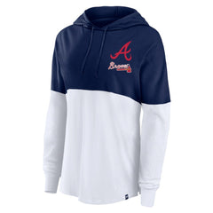 Atlanta Braves Women's Backup Option Pullover Hoodie - Navy/White