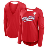 Philadelphia Phillies Women's Core Boat Neck Long Sleeve T-Shirt - Red