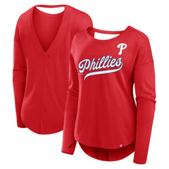 Philadelphia Phillies Women's Core Boat Neck Long Sleeve T-Shirt - Red