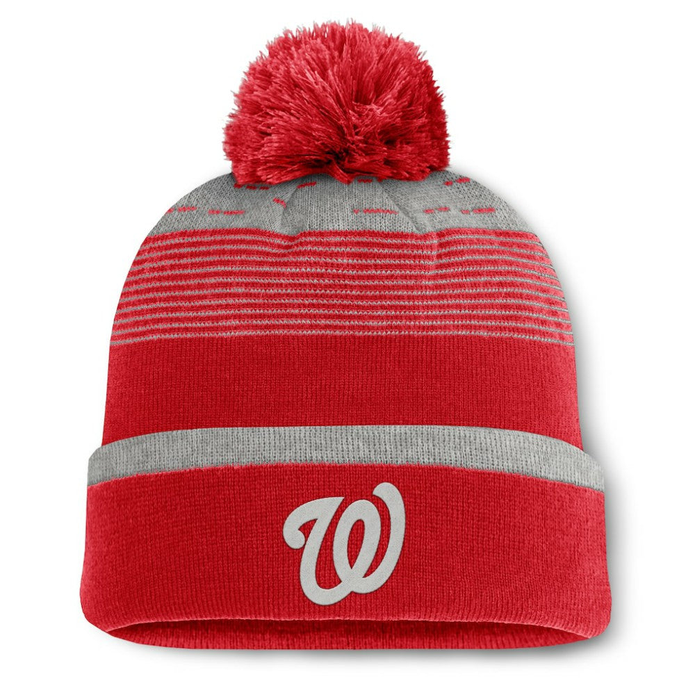 Washington Nationals Fundamental Gradient Cuffed Knit Hat with Pom - Red