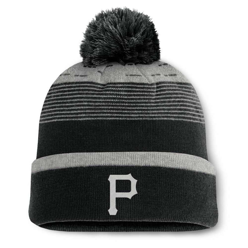 Pittsburgh Pirates Fundamental Gradient Cuffed Knit Hat with Pom - Black