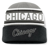 Chicago White Sox Fundamental Team Stripe Cuffed Knit Hat - Black