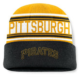 Pittsburgh Pirates Fundamental Team Stripe Cuffed Knit Hat - Black