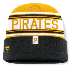 Pittsburgh Pirates Fundamental Team Stripe Cuffed Knit Hat - Black