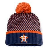 Houston Astros Women's Fundamental Jacquard Cuffed Knit Hat with Pom - Navy