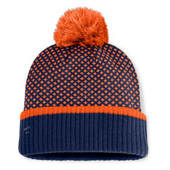Houston Astros Women's Fundamental Jacquard Cuffed Knit Hat with Pom - Navy