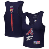 Atlanta Braves Pro Standard Women's Fast Lane Fitted Tri-Blend Cropped Tank Top - Navy