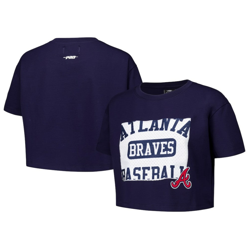 Atlanta Braves Pro Standard Women's Made To Play Boxy Cropped T-Shirt - Navy