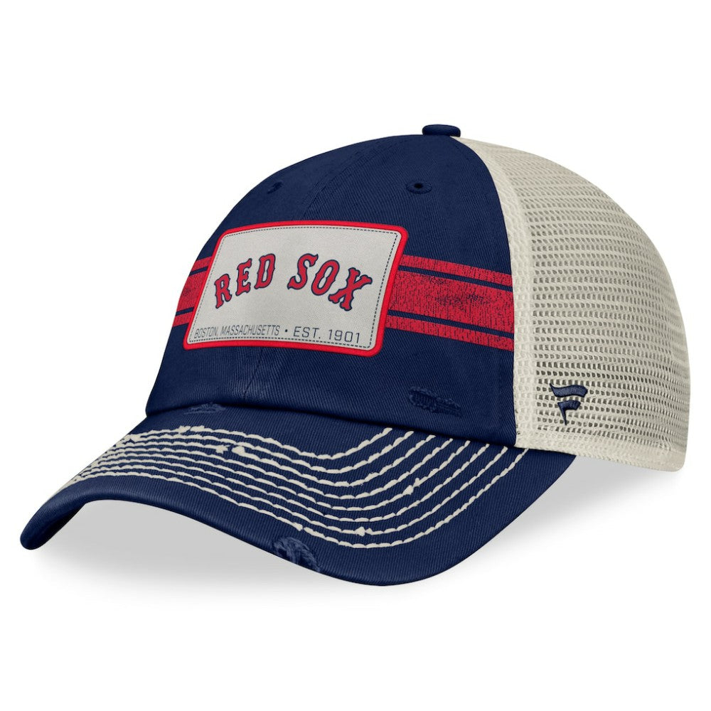 Boston Red Sox Heritage Stripe Trucker Adjustable Hat - Navy/Natural