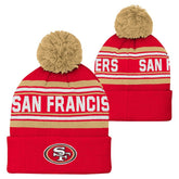 San Francisco 49ers Youth Jacquard Cuffed Knit Hat with Pom - Scarlet for sale