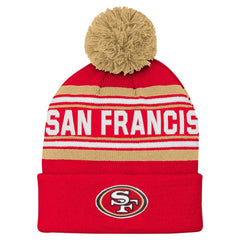 San Francisco 49ers Youth Jacquard Cuffed Knit Hat with Pom - Scarlet for sale