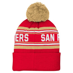 San Francisco 49ers Youth Jacquard Cuffed Knit Hat with Pom - Scarlet for sale