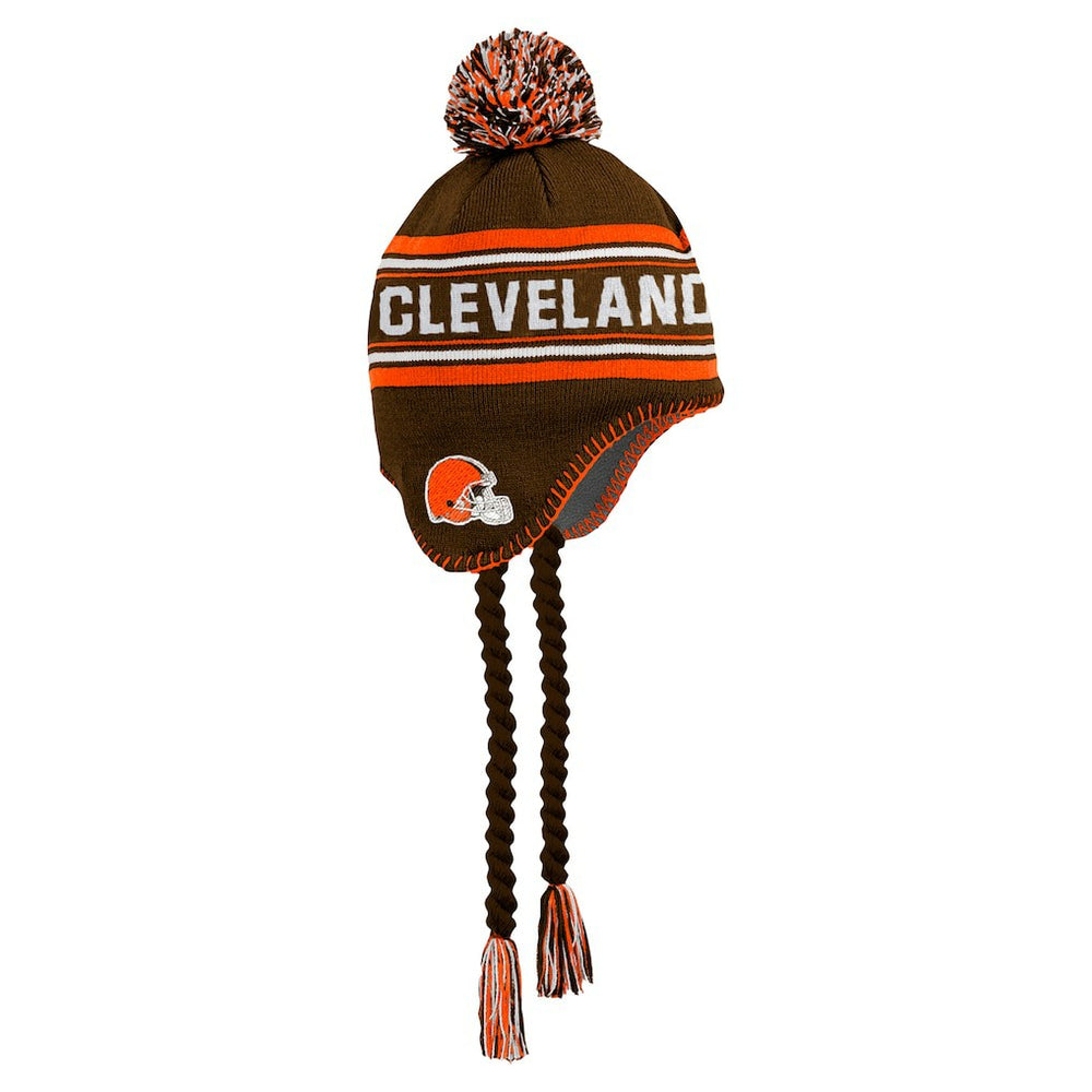 Cleveland Browns Youth Jacquard Tassel Knit Hat with Pom - Brown cheap