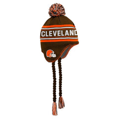 Cleveland Browns Youth Jacquard Tassel Knit Hat with Pom - Brown cheap