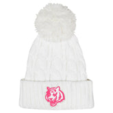 Cincinnati Bengals Girls Youth Cable Cuffed Knit Hat with Pom - White for sale