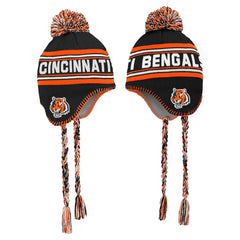 Cincinnati Bengals Preschool Jacquard Tassel Knit Hat with Pom - Black discount