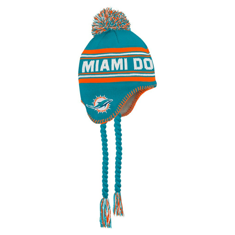 Miami Dolphins Preschool Jacquard Tassel Knit Hat with Pom - Aqua discount