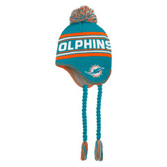 Miami Dolphins Preschool Jacquard Tassel Knit Hat with Pom - Aqua discount