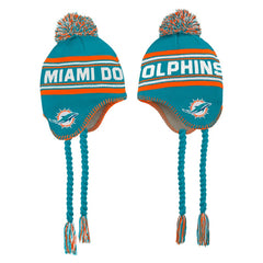 Miami Dolphins Preschool Jacquard Tassel Knit Hat with Pom - Aqua discount