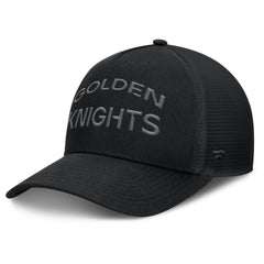 Vegas Golden Knights Fanatics Authentic Pro Road Stack Text A-Frame Adjustable Hat Black