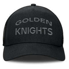 Vegas Golden Knights Fanatics Authentic Pro Road Stack Text A-Frame Adjustable Hat Black