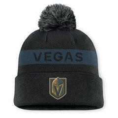 Vegas Golden Knights Fanatics Women's Authentic Pro Rink Cuffed Knit Hat with Pom Black/