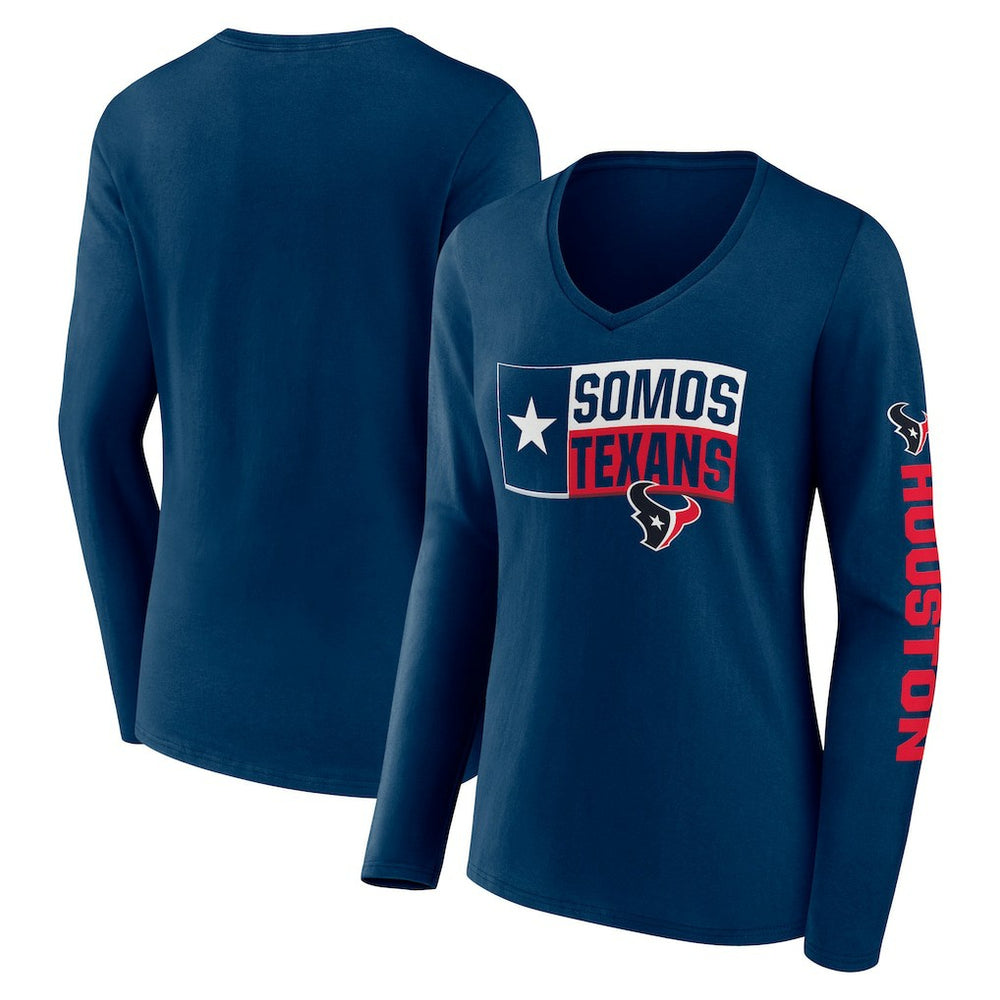 Houston Texans Hometown Sweep Long Sleeve V-Neck T-Shirt - Navy sale