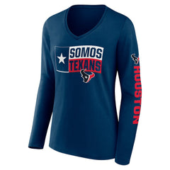 Houston Texans Hometown Sweep Long Sleeve V-Neck T-Shirt - Navy sale
