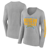 Los Angeles Chargers Hometown Sweep Long Sleeve V-Neck T-Shirt - Heather Gray discount