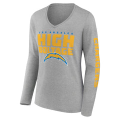 Los Angeles Chargers Hometown Sweep Long Sleeve V-Neck T-Shirt - Heather Gray discount