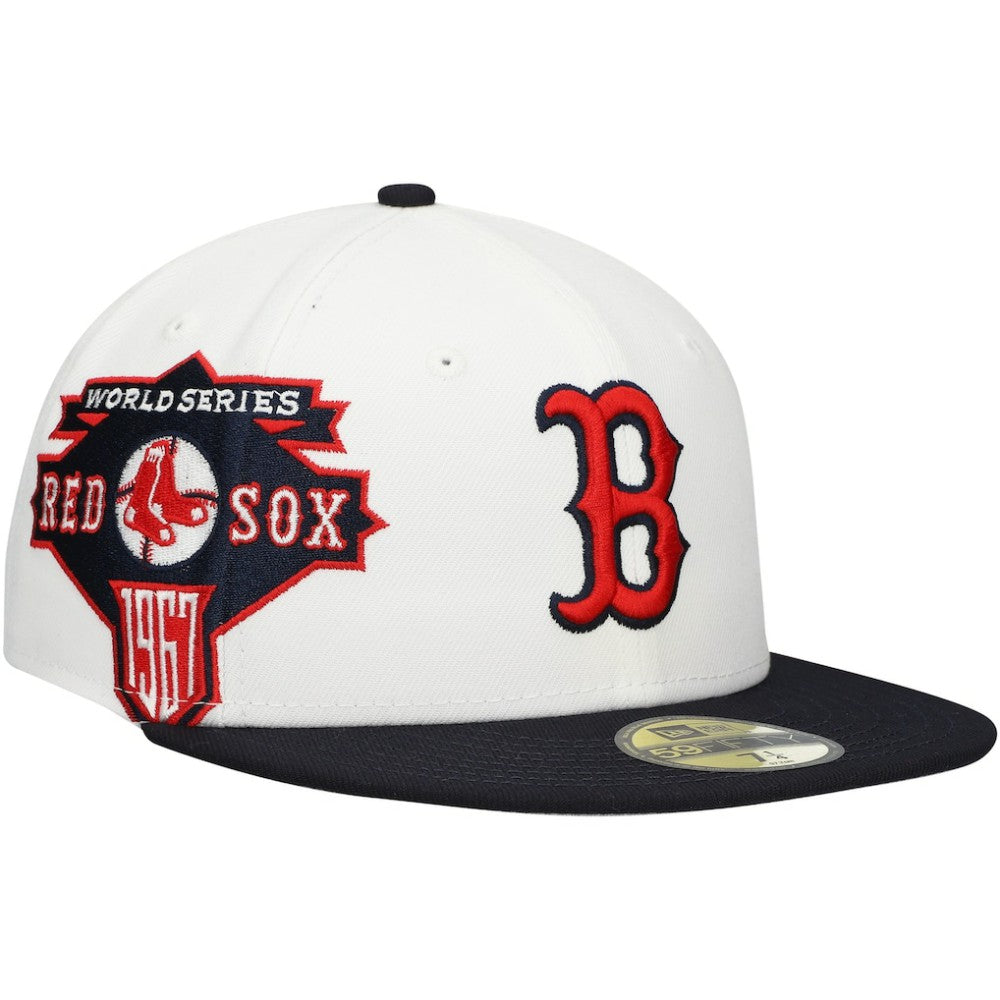 Boston Red Sox Major Sidepatch 59FIFTY Fitted Hat - White/Navy | New Era