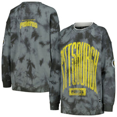 Pittsburgh Pirates The Wild Collective Women's Overdyed Pullover Sweatshirt - Charcoal
