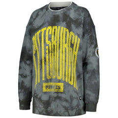 Pittsburgh Pirates The Wild Collective Women's Overdyed Pullover Sweatshirt - Charcoal