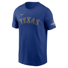 Texas Rangers 2024 Gold Collection Wordmark T-Shirt - Royal | Nike