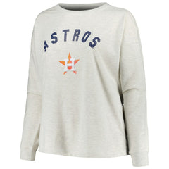 Houston Astros Profile Women's Plus Size French Terry Pullover Sweatshirt - Oatmeal