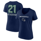 Devon Witherspoon Seattle Seahawks Women's Team Wordmark Player Name & Number V-Neck T-Shirt - College Navy on sale