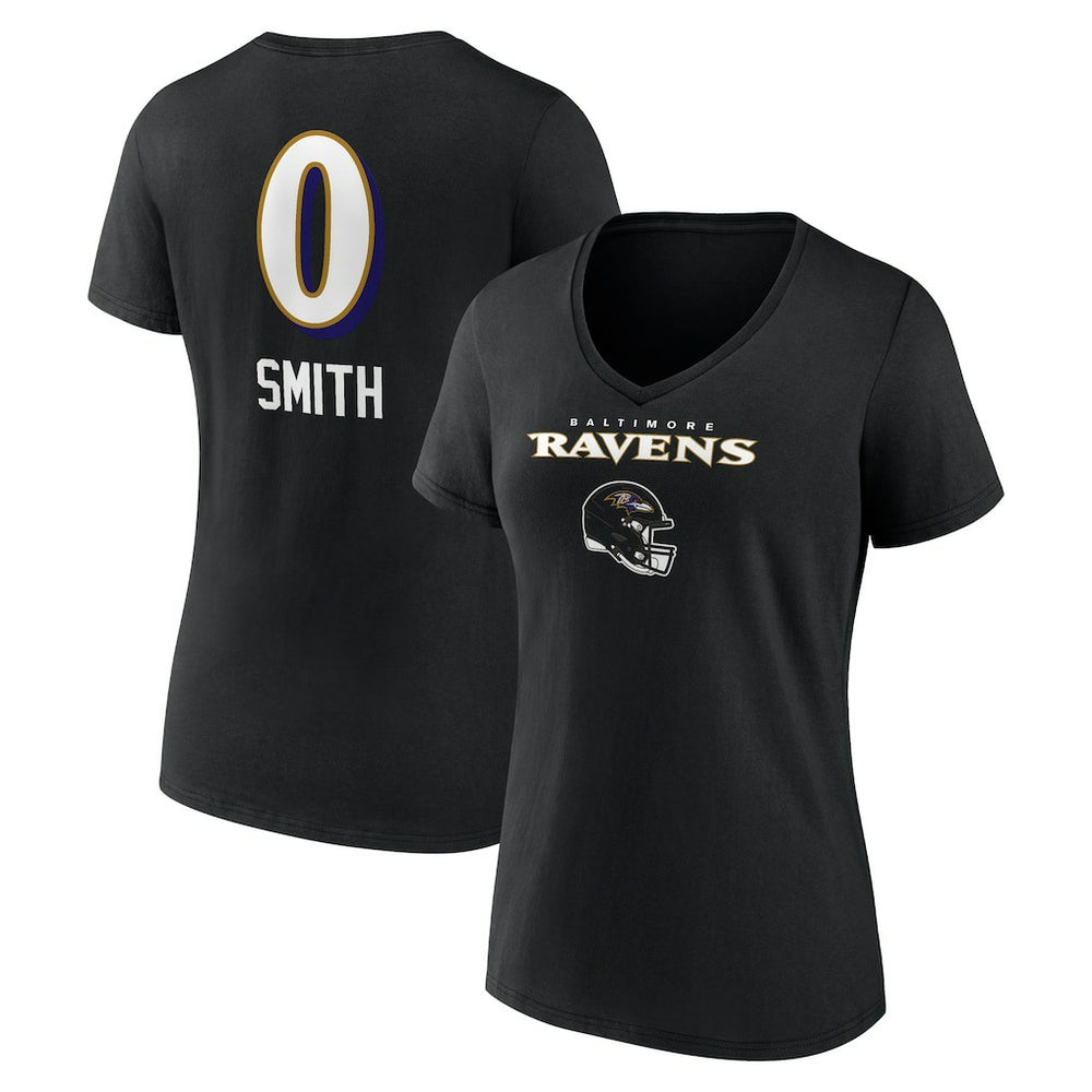 Roquan Smith Baltimore Ravens Women's Team Wordmark Player Name & Number V-Neck T-Shirt - Black online