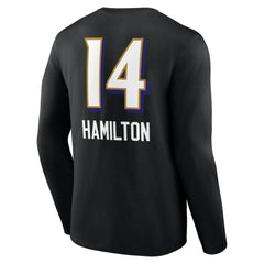 Kyle Hamilton Baltimore Ravens Team Wordmark Player Name & Number Long Sleeve T-Shirt - Black sale