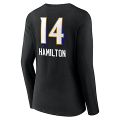 Kyle Hamilton Baltimore Ravens Women's Team Wordmark Player Name & Number Long Sleeve V-Neck T-Shirt - Black sale
