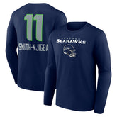 Jaxon Smith-Njigba Seattle Seahawks Team Wordmark Player Name & Number Long Sleeve T-Shirt - College Navy outlet