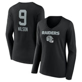 Tyree Wilson Las Vegas Raiders Women's Team Wordmark Player Name & Number Long Sleeve V-Neck T-Shirt - Black sale